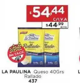Hipermay La Paulina Queso Rallado 40grs oferta