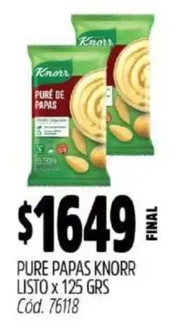 Supermercados Yaguar Knorr pure papas listo oferta