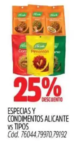 Supermercados Yaguar Especias y condimentos alicante vs tipos oferta