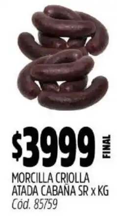 Supermercados Yaguar Morcilla criolla atada cabaña sr oferta