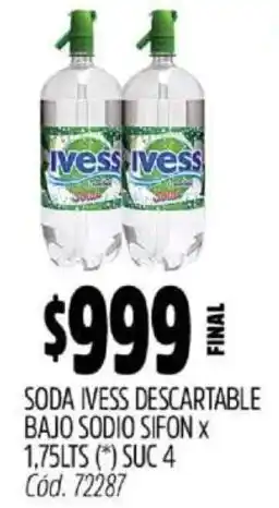 Supermercados Yaguar Ivess soda descartable bajo sodio sifon oferta