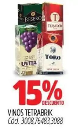 Supermercados Yaguar Tetrabrik, resero, uvita, toro vinos oferta