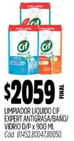 Supermercados Yaguar Cif limpiador liquido expert antigrasa/baño/ vidrio d/p oferta