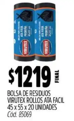 Supermercados Yaguar Virutex bolsa de residuos rollos ata facil oferta