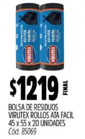 Supermercados Yaguar Virutex bolsa de residuos rollos ata facil oferta