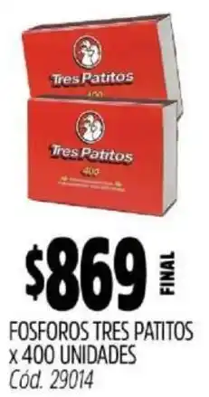 Supermercados Yaguar Tres patitos fosforos oferta