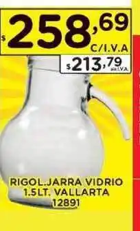 Hipermay Rigol. Jarra Vidrio Vallarta 1.5lt oferta