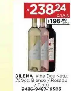 Hipermay Dilema Vino Dce Natu. Blanco / Rosado / Tinto 750cc. oferta