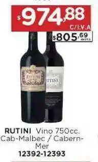 Rutini Vino Cab-Malbec / Cabern - Mer 750cc