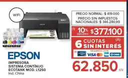 Carrefour Epson Impresora Sistema Continuo Ecotank Mod. L1250 oferta