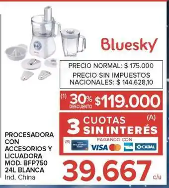 Carrefour Procesadora con Accesorios y Licuadora Mod. BFP750 24L Blanca oferta