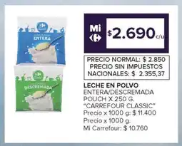 Carrefour Market Leche en Polvo Entera/Descremada Carrefour Classic oferta