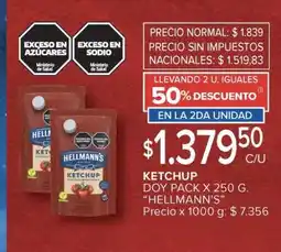 Carrefour Market KETCHUP DOY PACK X 250 G. HELLMANN'S oferta