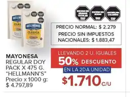 Carrefour Market Mayonesa Regular Doy Pack x 475 g 'Hellmann's' oferta