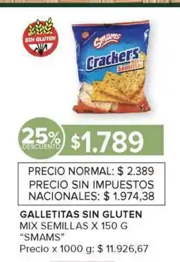Carrefour Market Galletitas Sin Gluten Mix Semillas x 150 g 'Smams' oferta