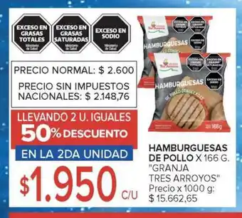 Carrefour Market Hamburguesas de Pollo x 166 g 'Granja Tres Arroyos' oferta
