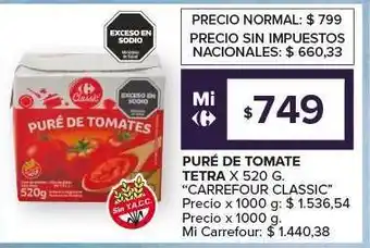 Carrefour Express PURÉ DE TOMATE TETRA X 520 G oferta