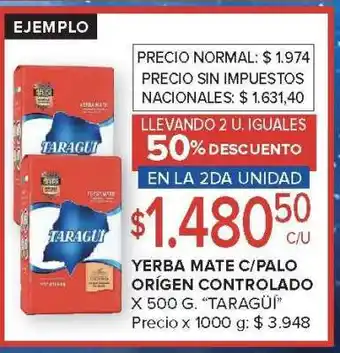 Carrefour Yerba Mate c/Palo Origen Controlado oferta
