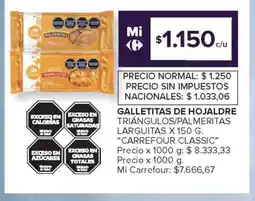 Carrefour Galletitas de Hojaldre Triángulos/Palmeritas Larguitas oferta