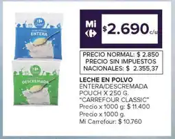 Carrefour Leche en Polvo Entera/Descremada Carrefour Classic oferta