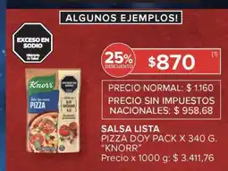 Carrefour Salsa Lista Pizza Doy Pack x 340 g 'Knorr' oferta