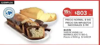 Carrefour Budín Sabor Vainilla/Marmolado x 180 g oferta