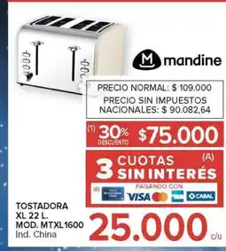 Carrefour Tostadora XL 22 L. Mod. MTXL1600 oferta