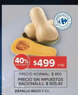 Carrefour ZAPALLO ANCO X KG oferta