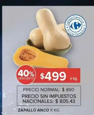 Carrefour ZAPALLO ANCO X KG oferta