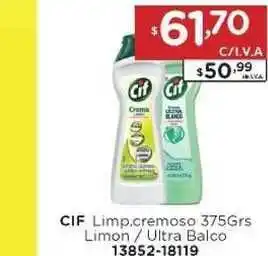 Hipermay Cif Limp.cremoso Limon / Ultra Balco 375grs oferta