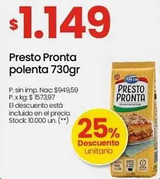 Changomas Presto Pronta polenta oferta