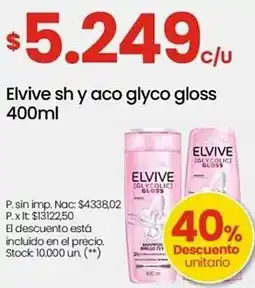 Changomas Elvive sh y aco glyco gloss oferta