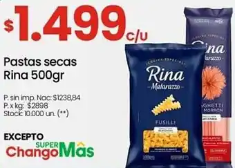 Changomas Pastas secas Rina oferta