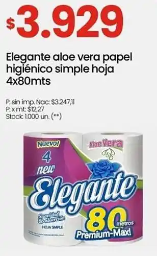 Changomas Elegante aloe vera papel higiénico simple hoja oferta