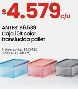 Changomas Caja color translucida pallet oferta