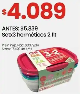 Changomas Set herméticos 3 x 2 oferta