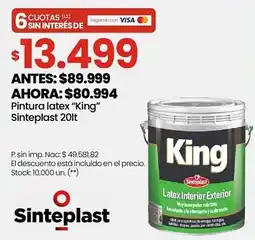 Changomas Pintura latex "King" Sinteplast oferta