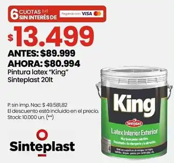 Changomas Pintura latex "King" Sinteplast oferta