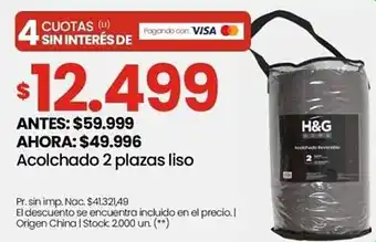 Changomas Acolchado 2 plazas liso oferta