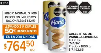 Carrefour Galletitas de vainilla livianas mana oferta