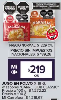 Carrefour Jugo en polvo v/ sabores carrefour classic oferta