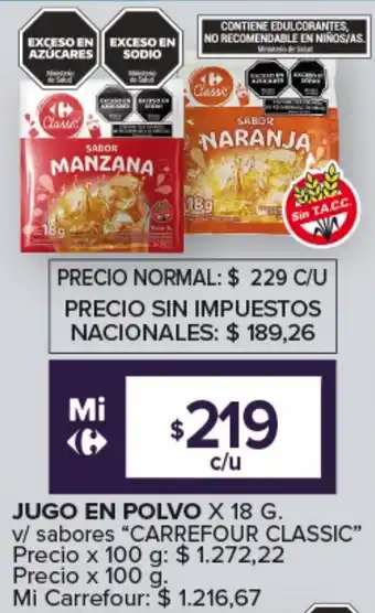 Carrefour Jugo en polvo v/ sabores carrefour classic oferta