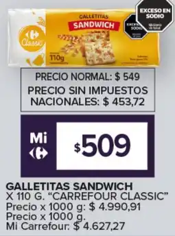 Carrefour Galletitas sandwich carrefour classic oferta