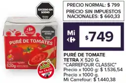 Carrefour Puré de tomate tetra carrefour classic oferta