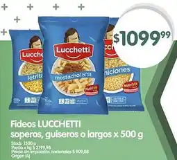 Supermercados Buenos Días Fideos LUCCHETTI soperos, guiseros o largos oferta
