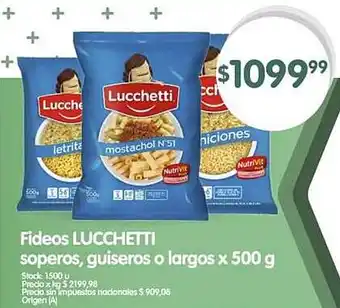 Supermercados Buenos Días Fideos LUCCHETTI soperos, guiseros o largos oferta