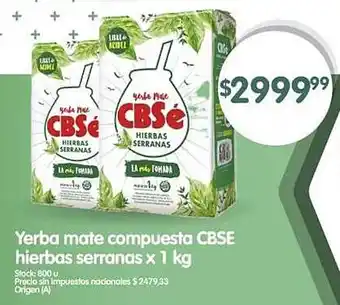 Supermercados Buenos Días Yerba mate compuesta CBSE hierbas serranas oferta