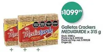 Supermercados Buenos Días Galletas Crackers MEDIATARDE oferta