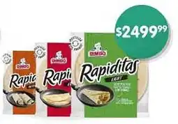 Supermercados Buenos Días Rapiditas BIMBO clásicas / light / integral oferta