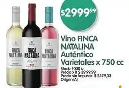 Supermercados Buenos Días Vino FINCA NATALINA Auténtico Varietales oferta